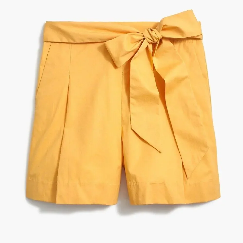 2/$30 J. Crew Tie-waist Short In Cotton Poplin Saffron 10 #A0166